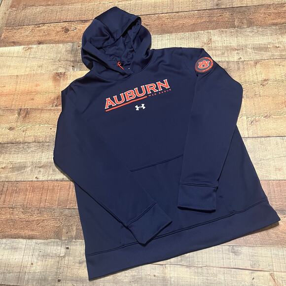 Under Armour | Auburn War Eagle Navy Orange Kangaroo Pocket Hoodie Sz M - Picture 1 of 4